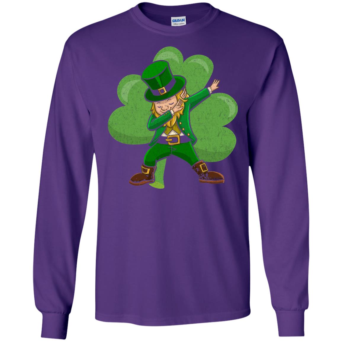 Funny Dabbing Leprechaun Shirt St Patricks Day T-shirt Purple