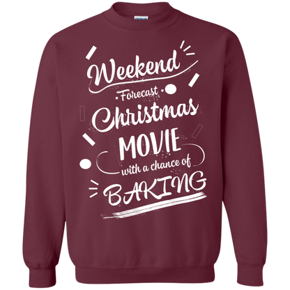 Christmas T-shirt Weekend Forecast Christmas Movie With A Chance Of Baking Maroon