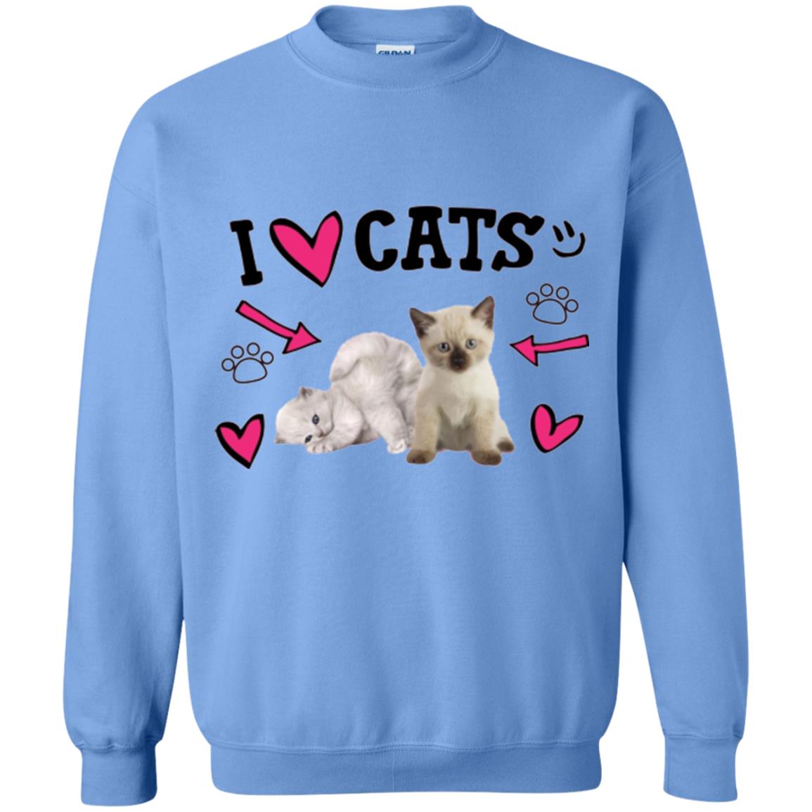 Cat Lover T-shirt I Love Cats Carolina Blue