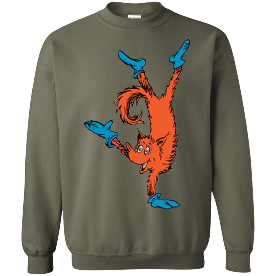 Dr. Seuss Fox In Socks Handstand Book Lover T-shirt Military Green