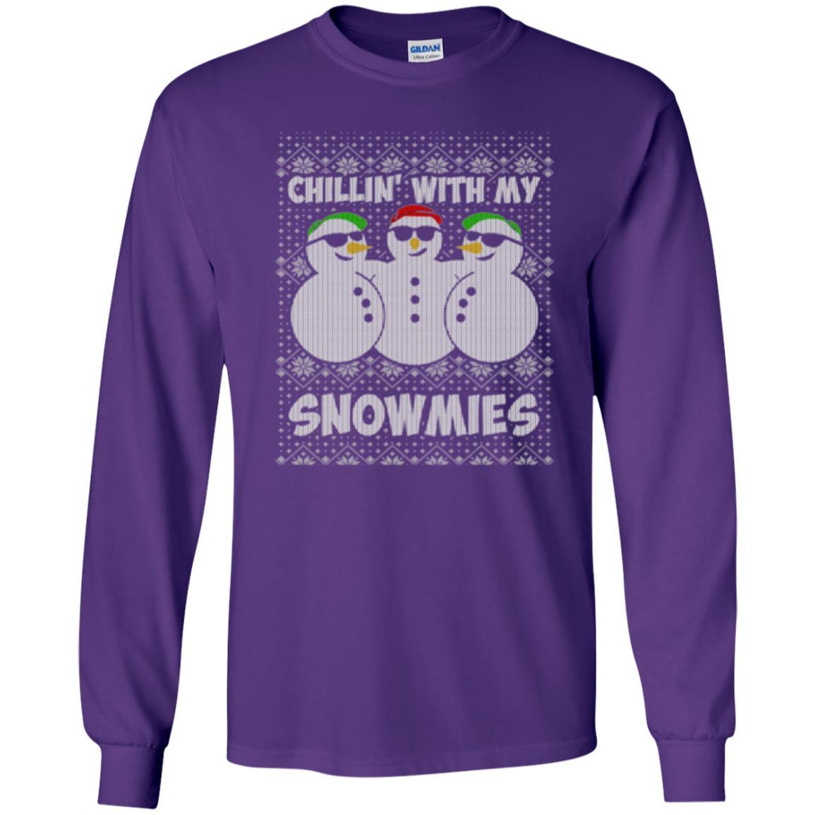 Christmas T-shirt Chillin With My Snowmies Purple