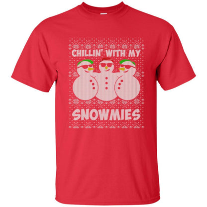 Christmas T-shirt Chillin With My Snowmies Red