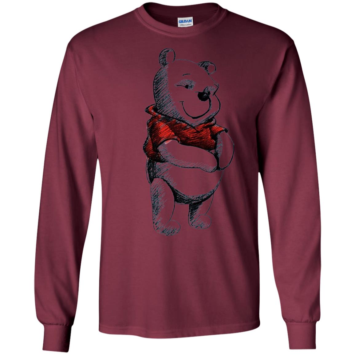 Sketch Of Winnie The Pooh Movie Lover T-shirt Maroon
