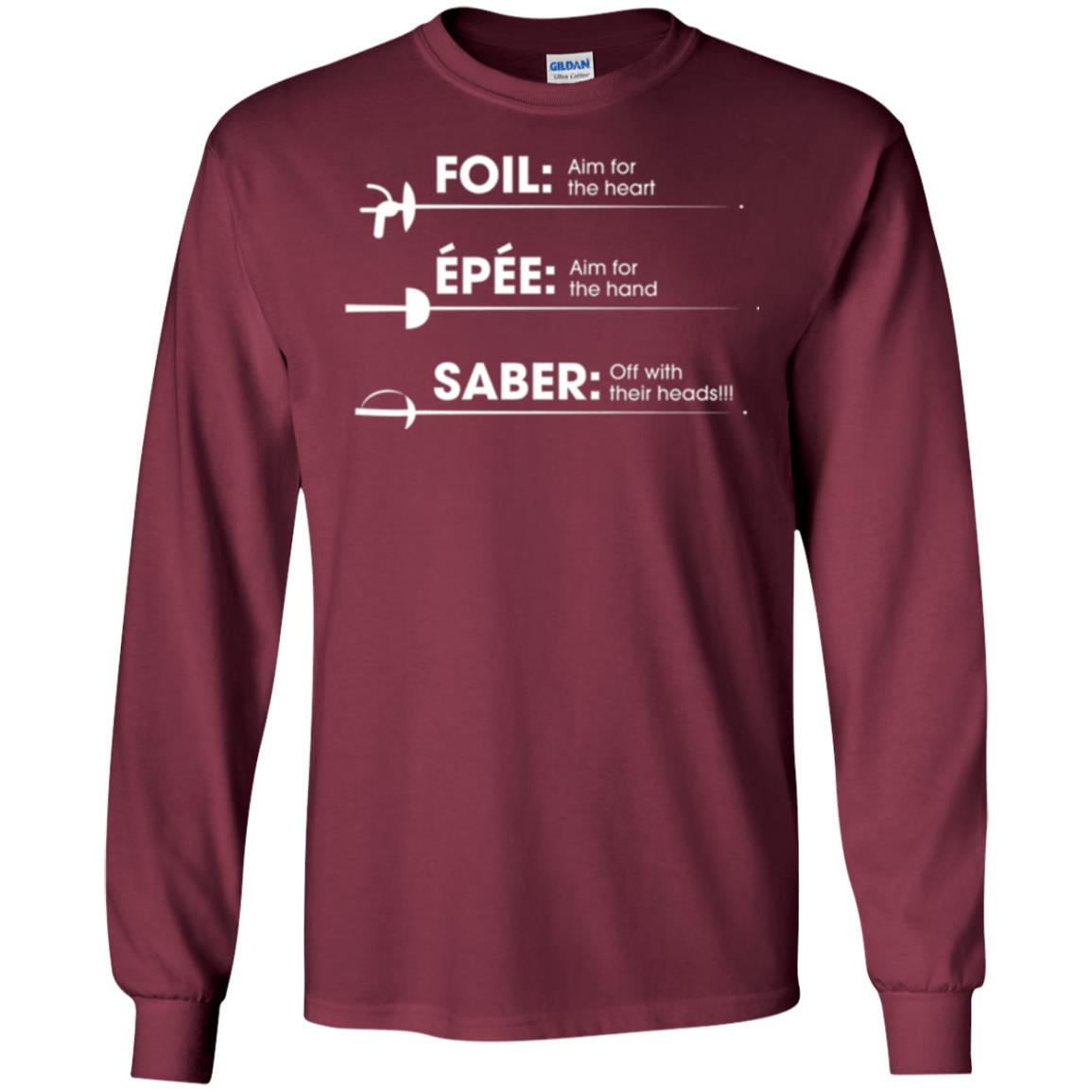 Fencing T-shirt Foil Saber Definition Maroon