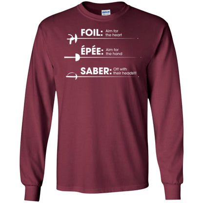 Fencing T-shirt Foil Saber Definition Maroon