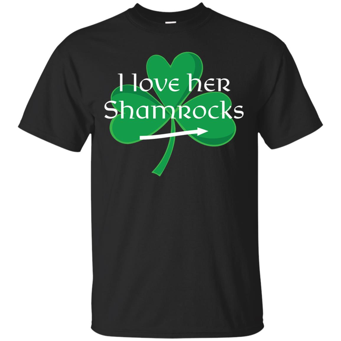 Saint Patrick_s Day T-shirt I Love Her Shamrocks Black