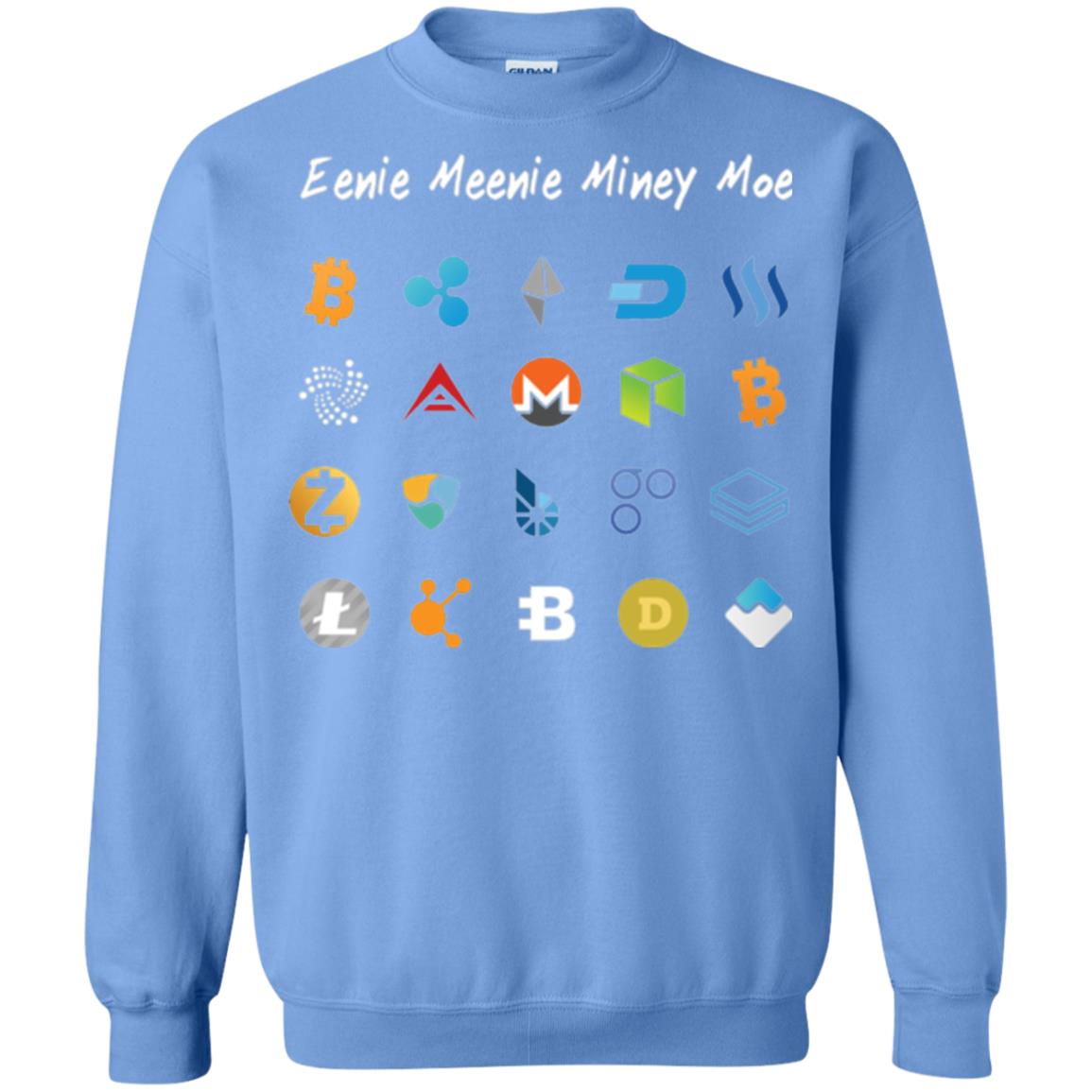 Bitcoin Litecoin Ethereum Eenie Meenie Miney Moe T-shirt Carolina Blue