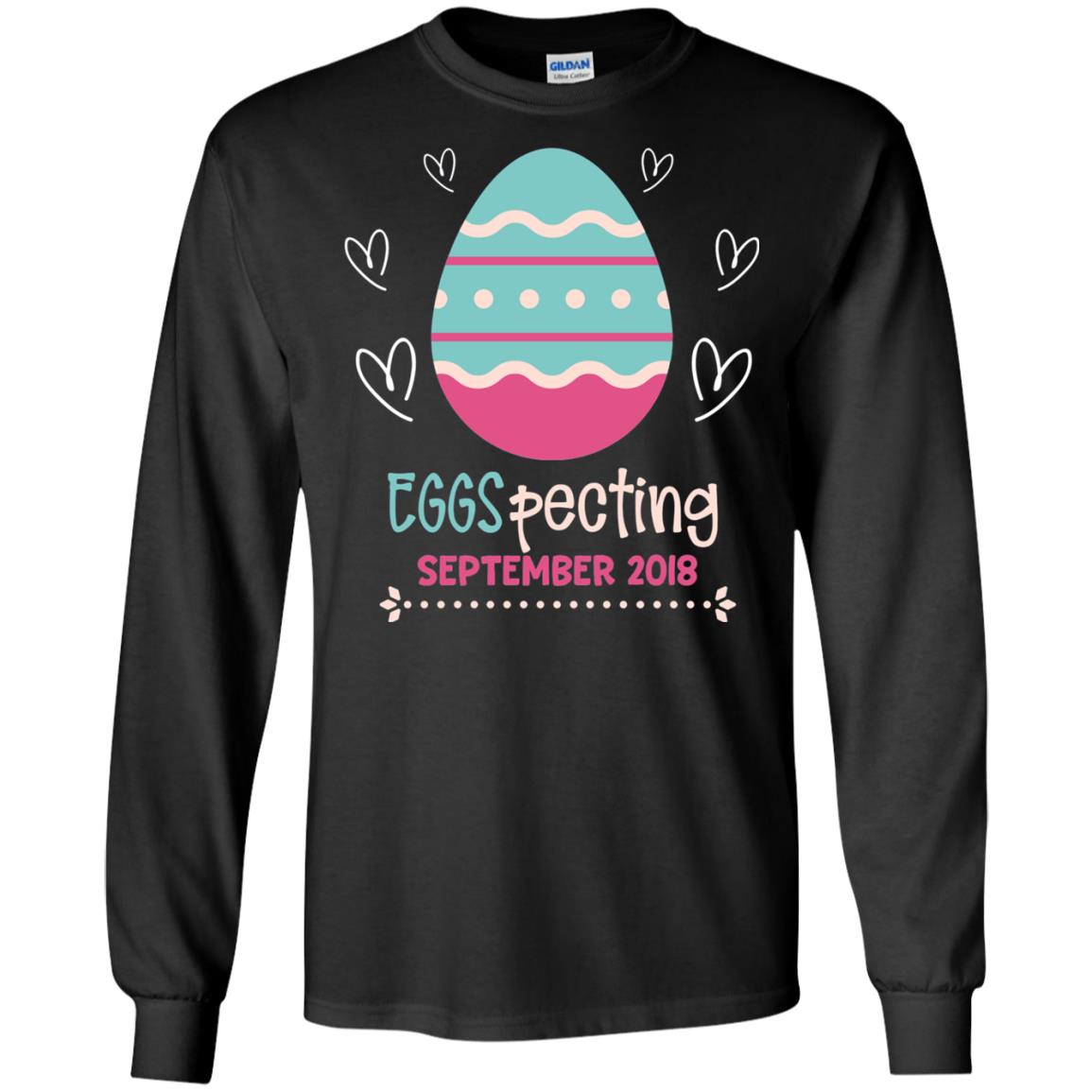 Easter Pregnancy Announcement Shirt Eggspecting September 2018 Black