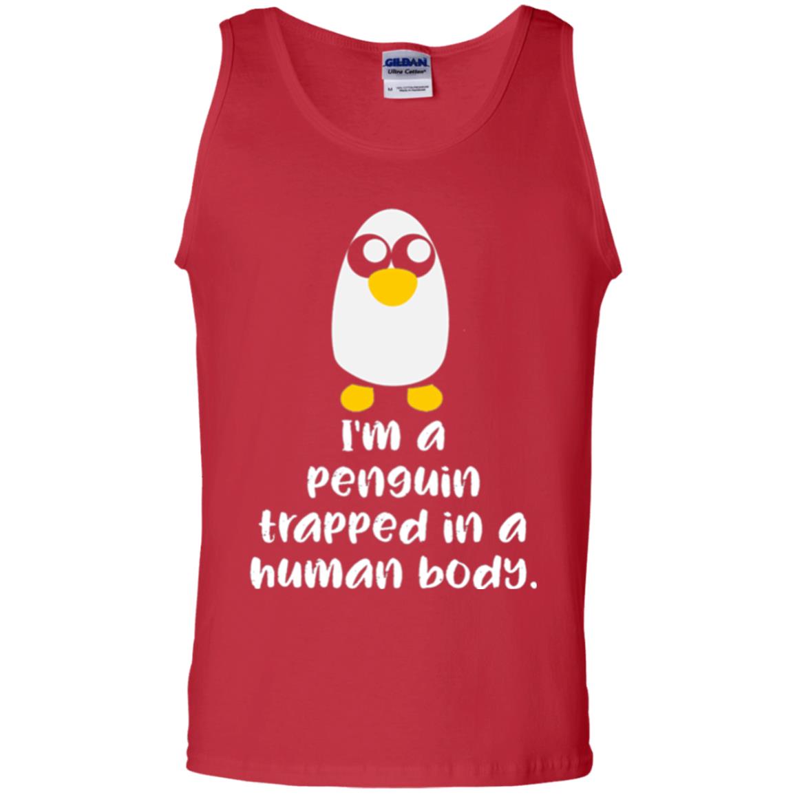 Penguin Lovers T-shirt I_m A Penguin Trapped In A Human Body Red
