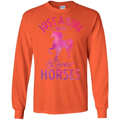 Horse Lovers T-shirt Just A Girl Who Loves Horses Orange