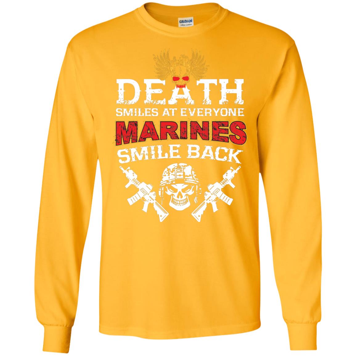 Death Smiles At Everyone Marines Smile Back Shirt Gold