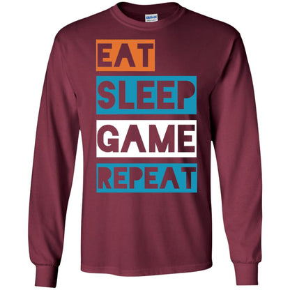 Eat Sleep Game Repeat Video Gamer Player T-shirt Maroon