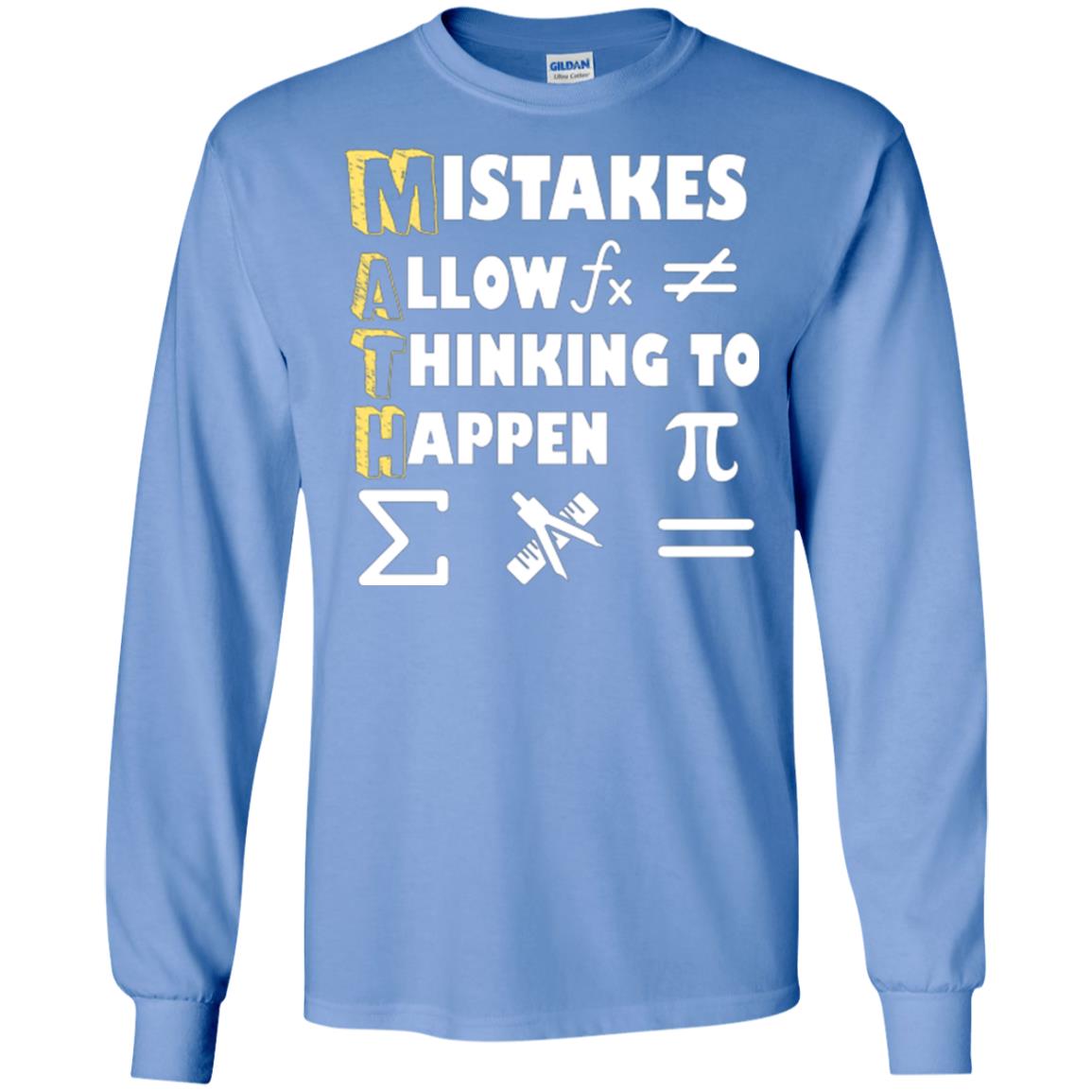 Math Lover T-shirt Mistakes Allow Thinking To Happen Carolina Blue