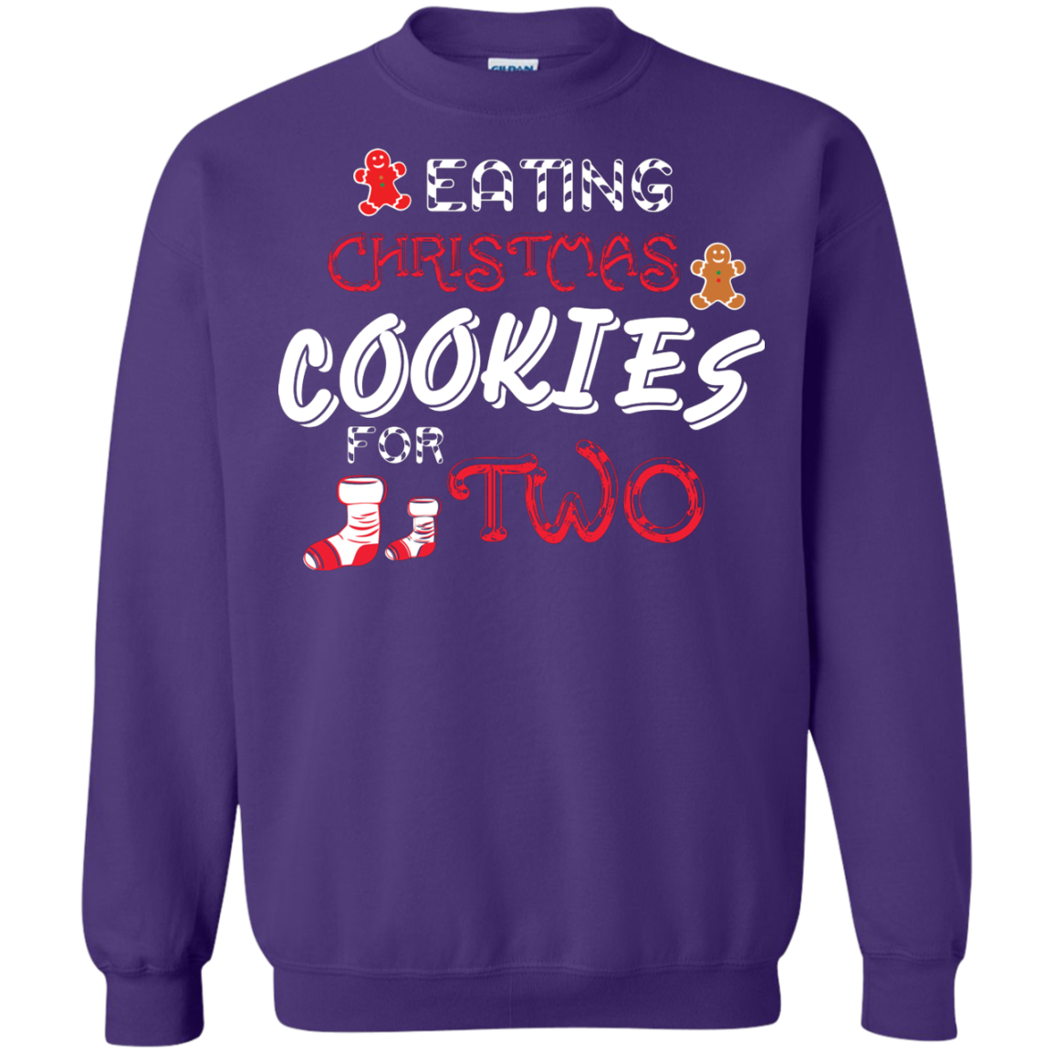 Christmas T-shirt Eating Christmas Cookies For Two Purple