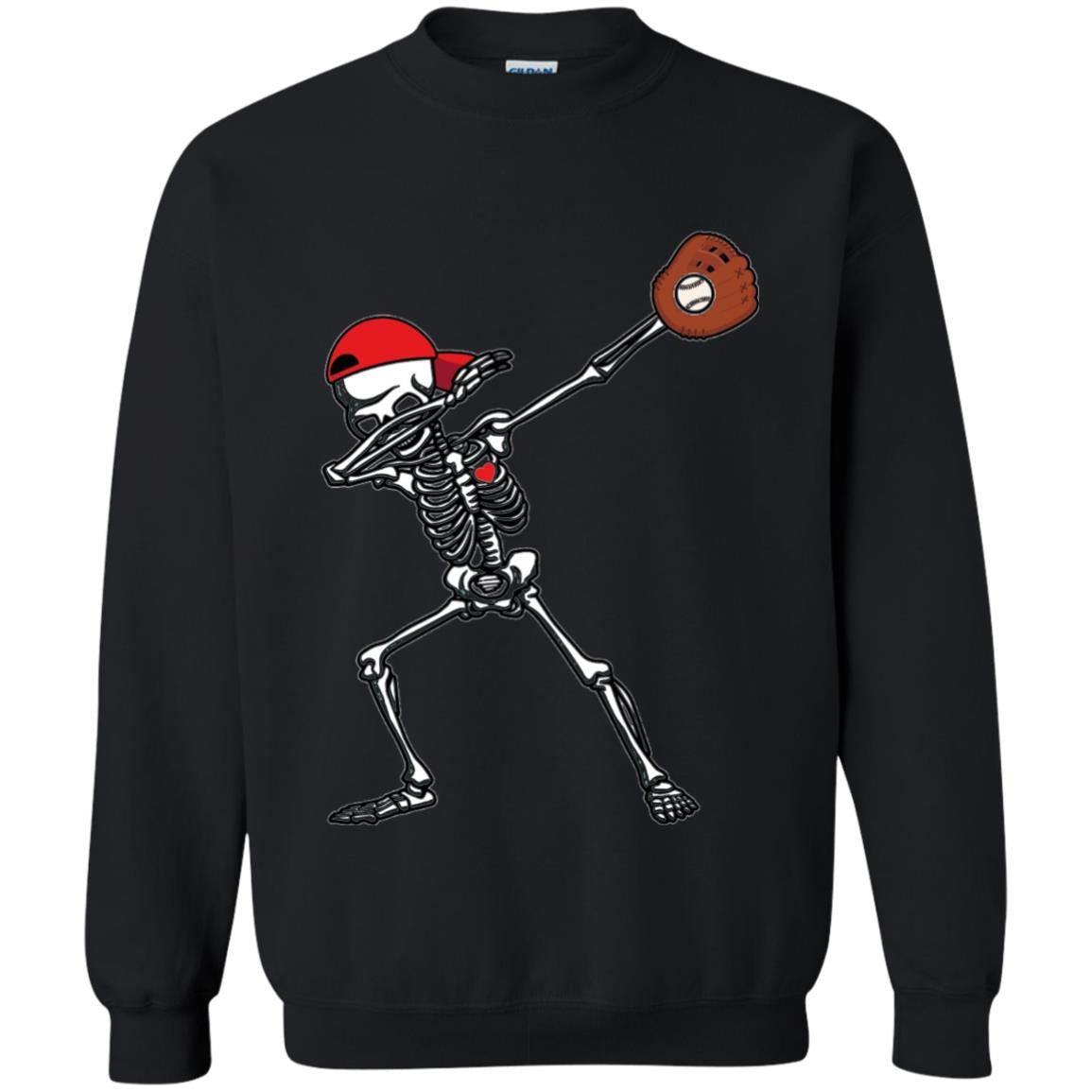 Dabbing Skeleton Baseball Lover T-shirt Black