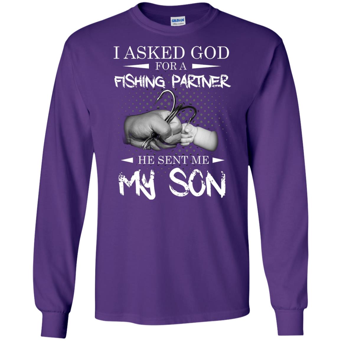 Fishing Daddy Shirt I Asked God For A Fishing Partner He Sent Me My Son Purple