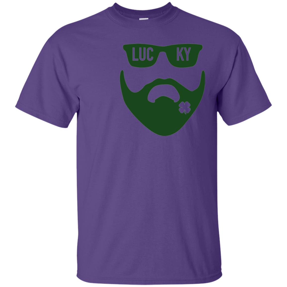 Green Bearded Clover Lucky Charm St. Patrick_s Day T-shirt Purple
