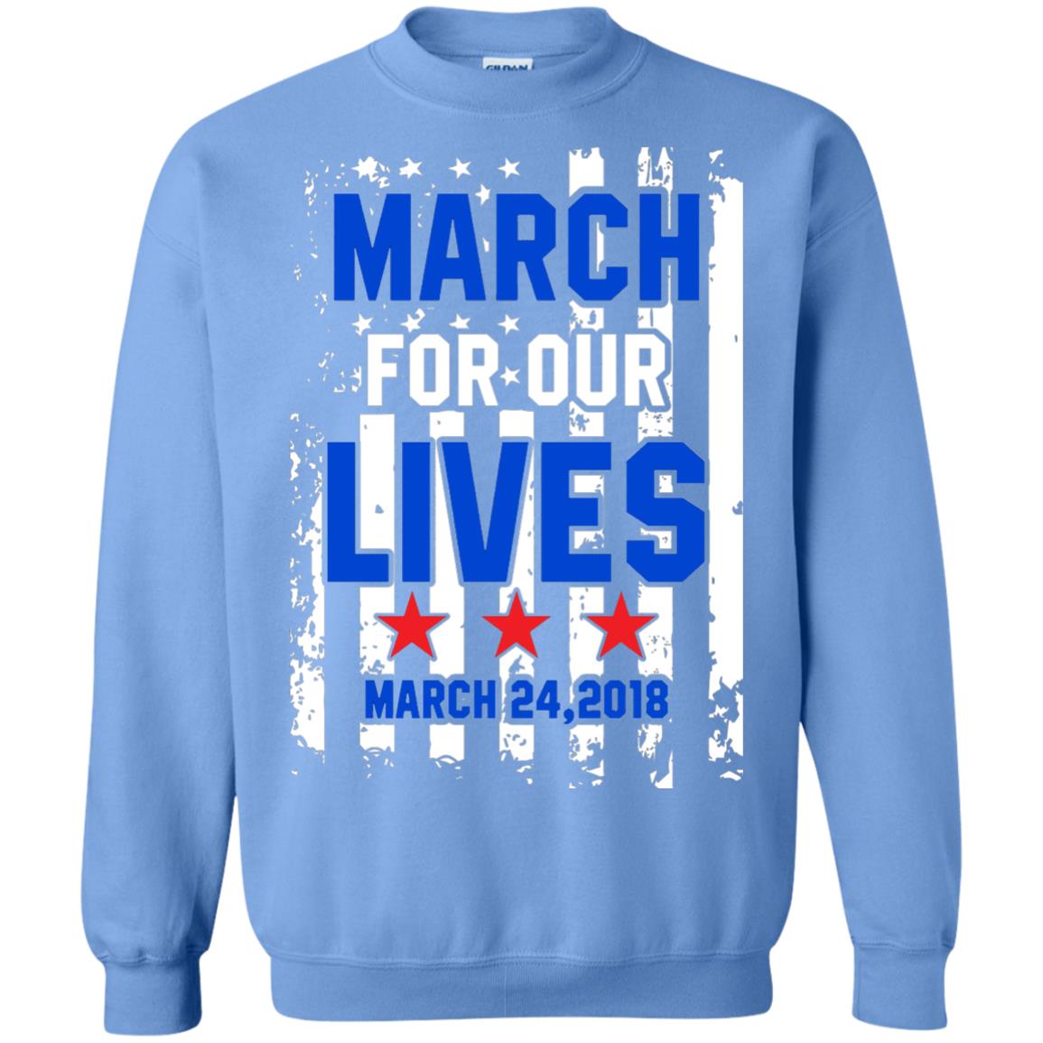 March For Our Lives With American Flag Gun Control T-shirt Carolina Blue