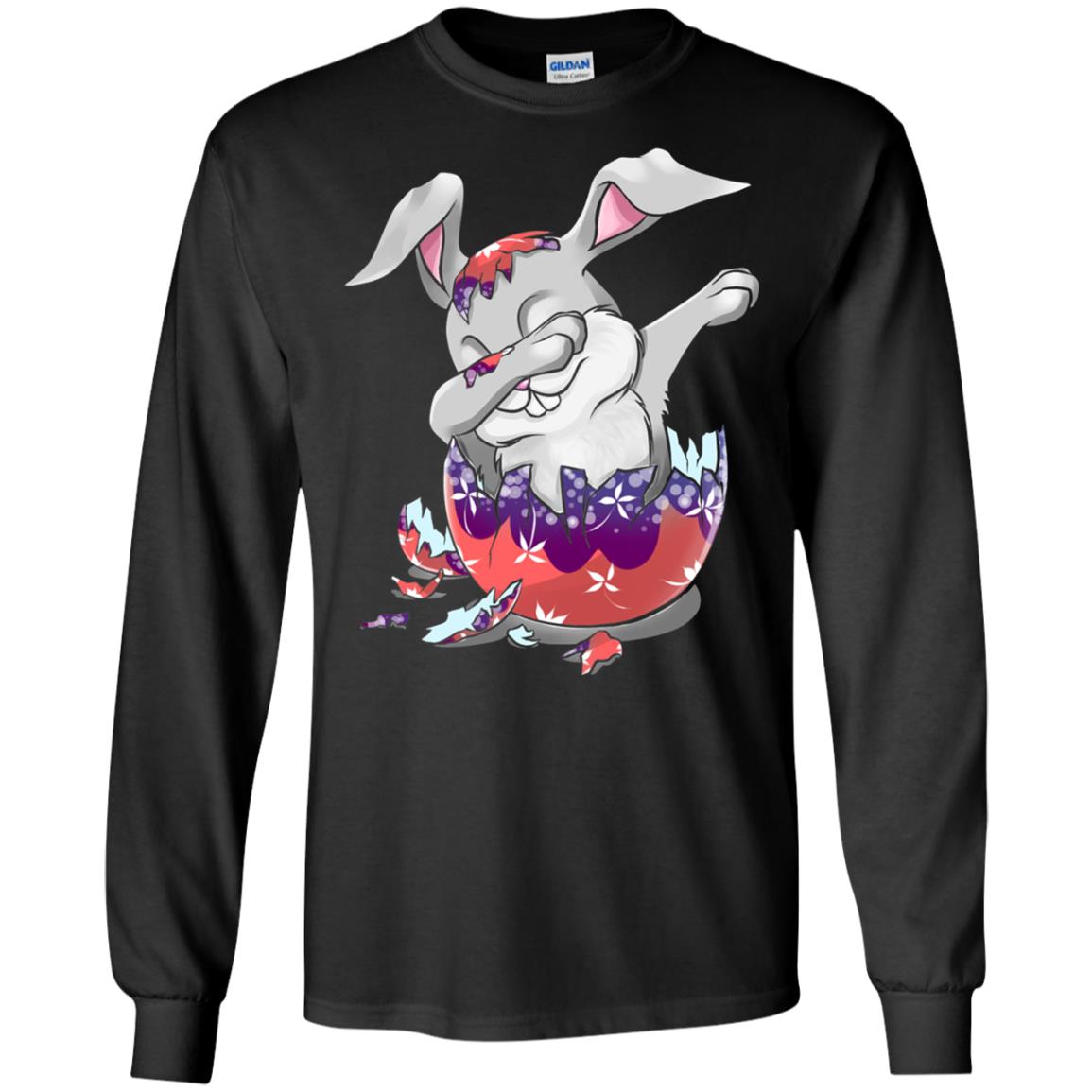 Funny Dabbing Bunny T-shirt For Kids Easter Gift Black