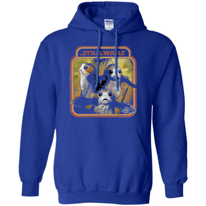 Film T-shirt Star Wars Last Jedi Porg Triplets Retro Box Graphic Royal