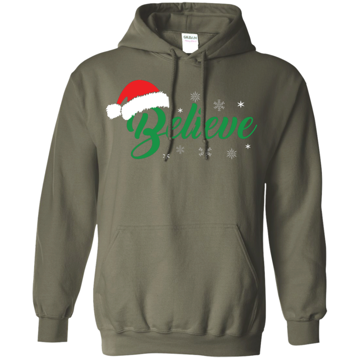 Christmas T-Shirt Believe In Santa Military Green