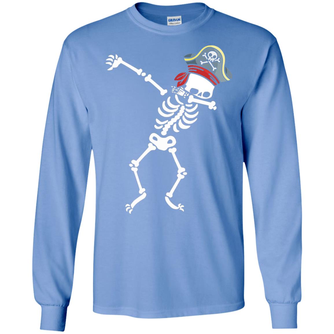 Dabbing Skeleton With Pirates Hat T-shirt Carolina Blue