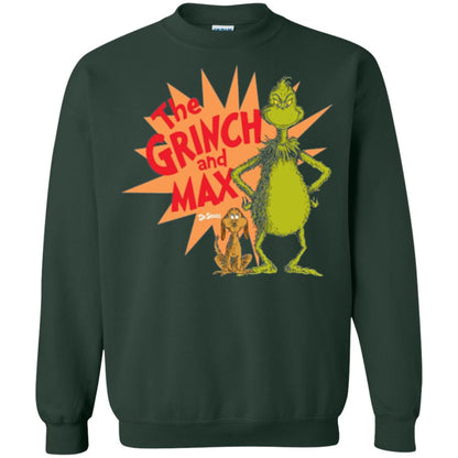 Cartoon T-shirt Dr. Seuss Grinch And Max Burst Forest Green