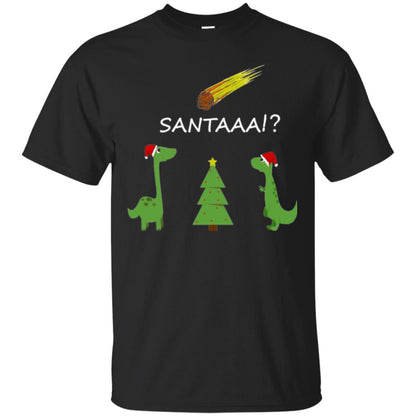 Christmas T-shirt Funny Dinosaus Santaaa Black