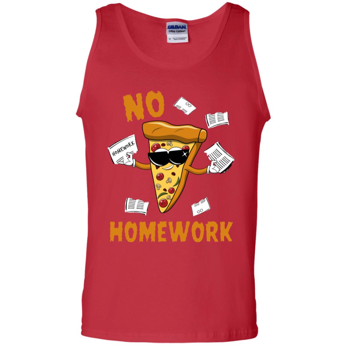 No Homework Funny Pizza Shirt Red