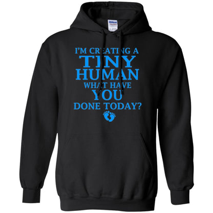 Funny Maternity Shirt Creating Tiny Human Blue Black