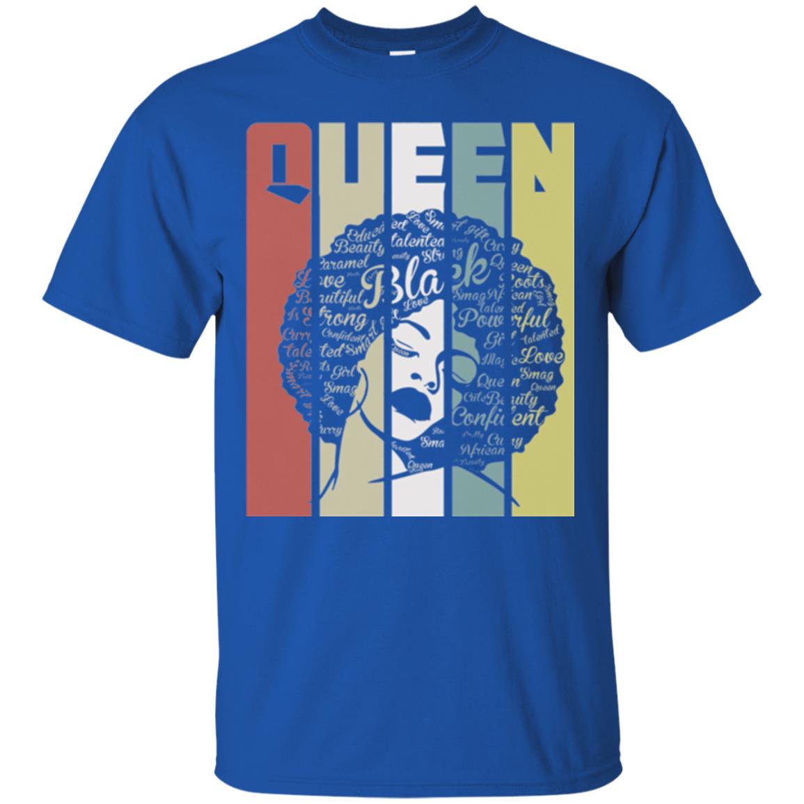 Vintage Retro Strong Black Woman With Natural Hair Afro T-shirt Royal