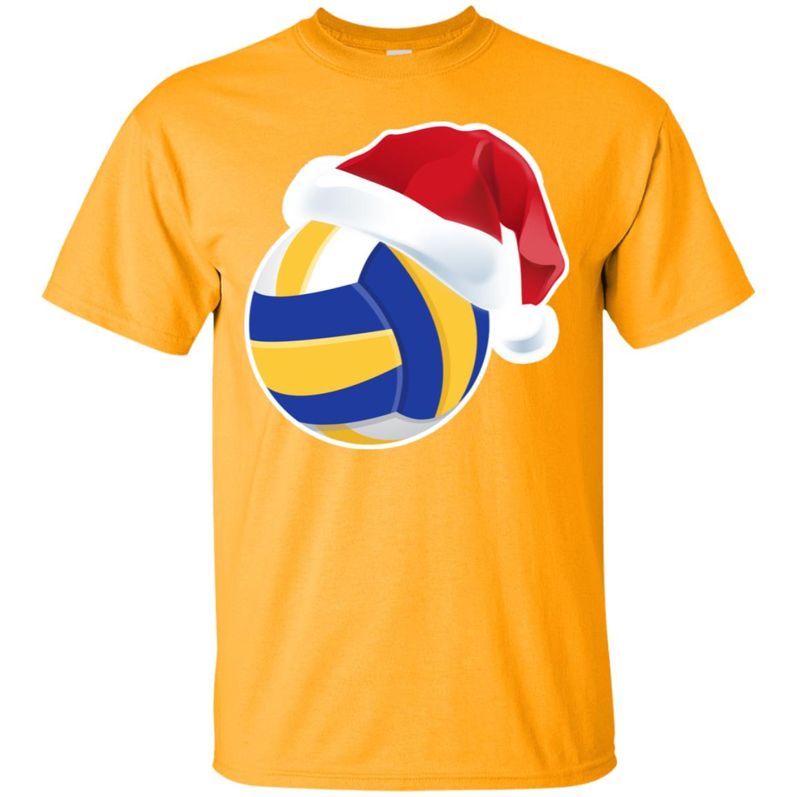 Volleyball With Santa Claus Hat X-mas Shirt For Volleyball Lovers Gold