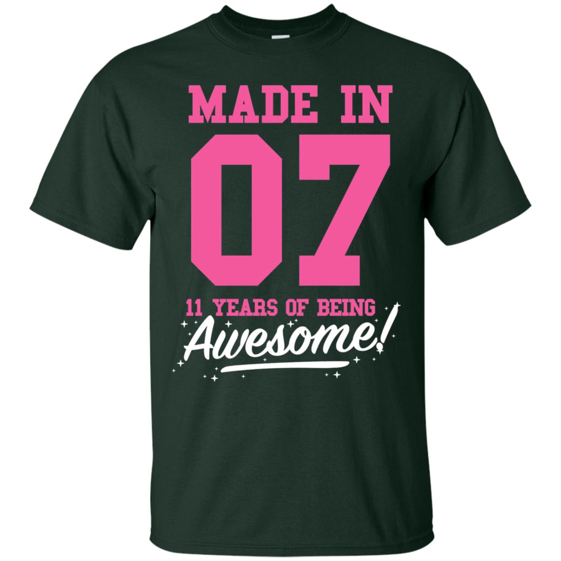 Made In 07 11 Years Of Being Awesome 11th Birthday T-shirt Forest