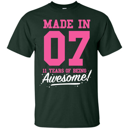 Made In 07 11 Years Of Being Awesome 11th Birthday T-shirt Forest