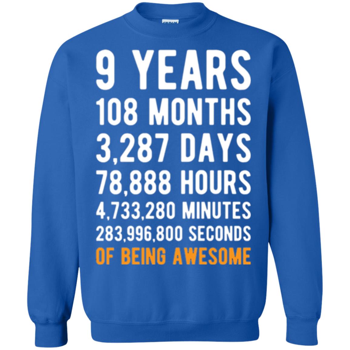 9th Birthday T-shirt 9 Years Old Being Awesome Royal