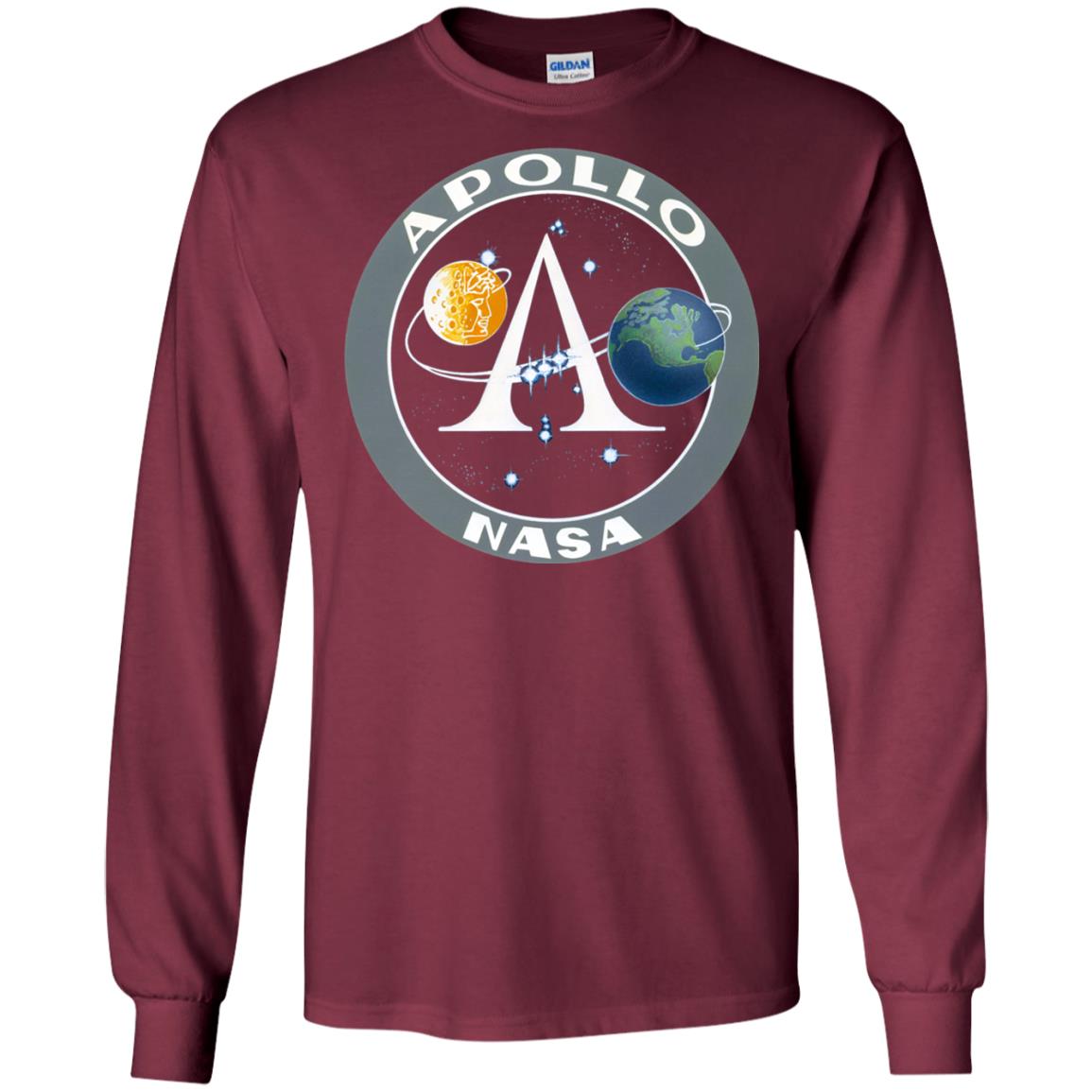 Apollo Program Moon Landing Patch Print Nasa Astronomy T-shirt Maroon
