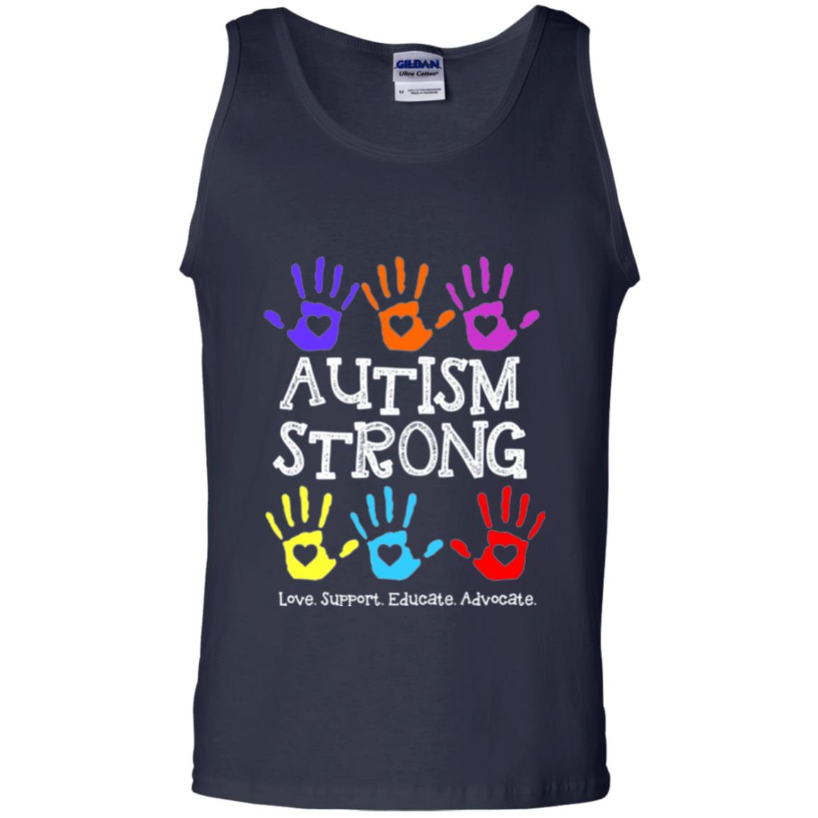 Autism Awareness T-shirt Autism Strong Love Support Educate Advocate Navy
