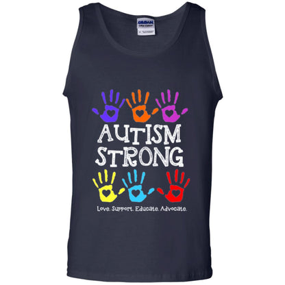 Autism Awareness T-shirt Autism Strong Love Support Educate Advocate Navy