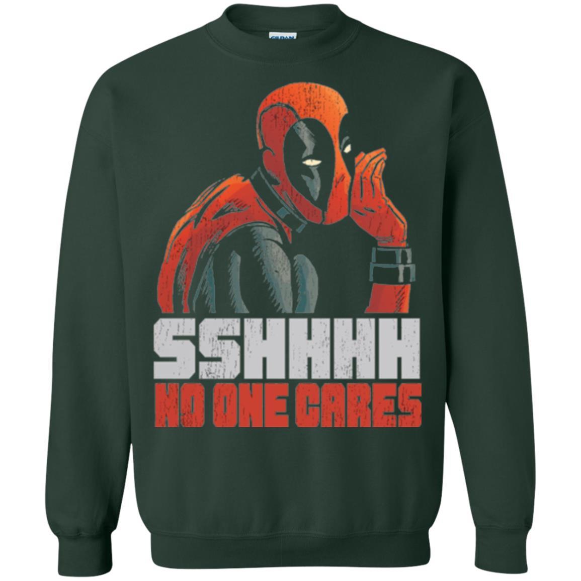 Marvel Deadpool T-shirt Sshhhh No One Cares Whisper Graphic Forest Green
