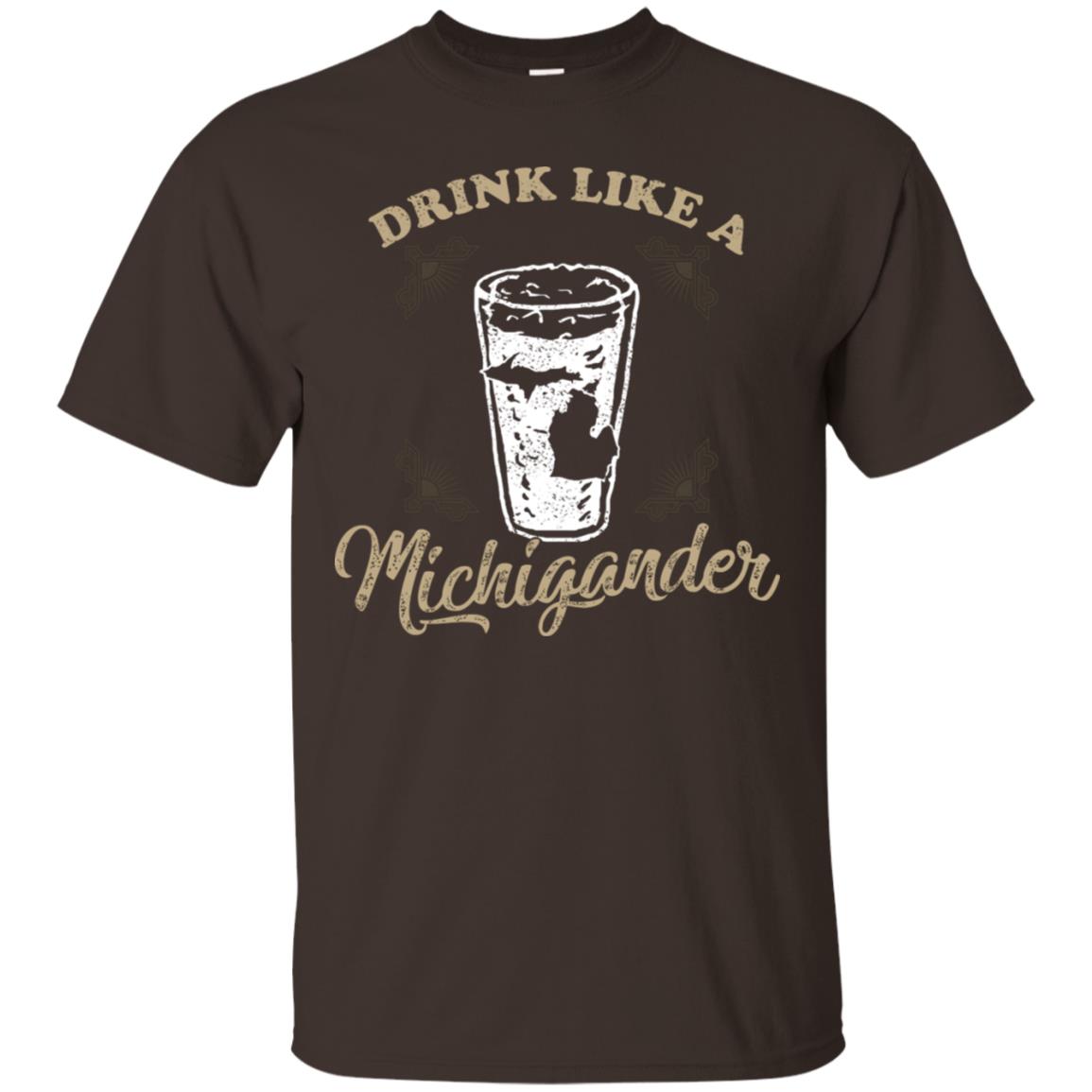 Drink Like Michigander Shirt Dark Chocolate