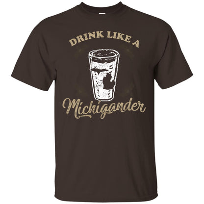 Drink Like Michigander Shirt Dark Chocolate