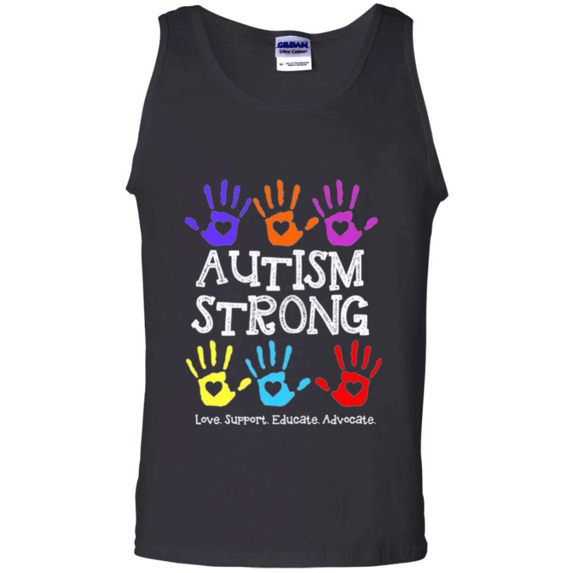 Autism Awareness T-shirt Autism Strong Love Support Educate Advocate Black
