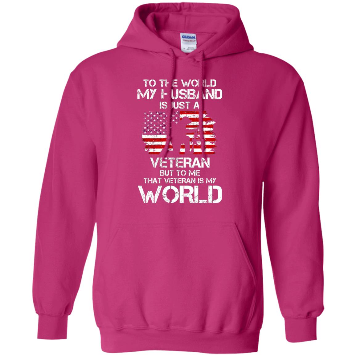 Wife T-shirt To The World My Husband Is Just A Veteran Heliconia