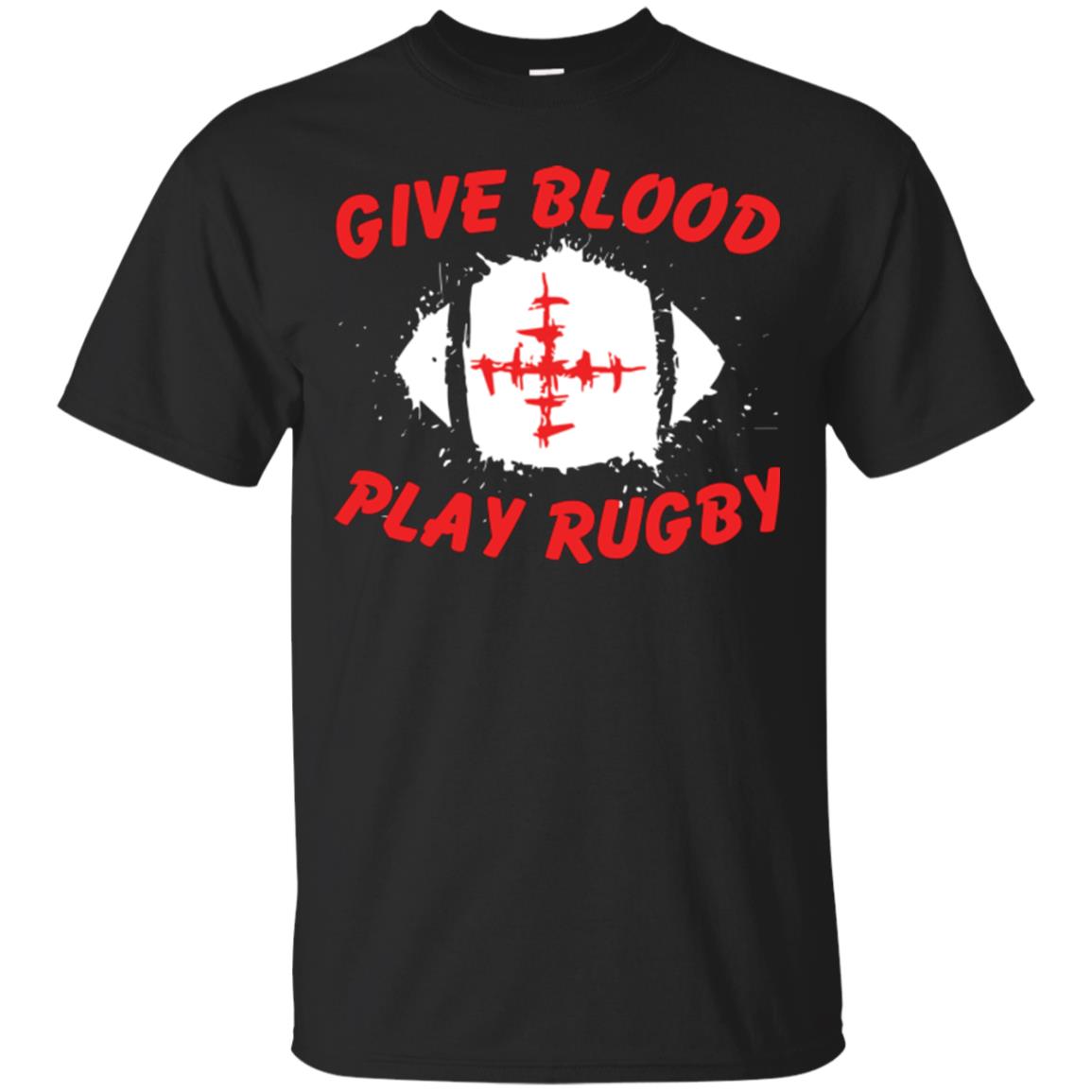 Football Lover T-shirt Give Blood Play Rugby Black