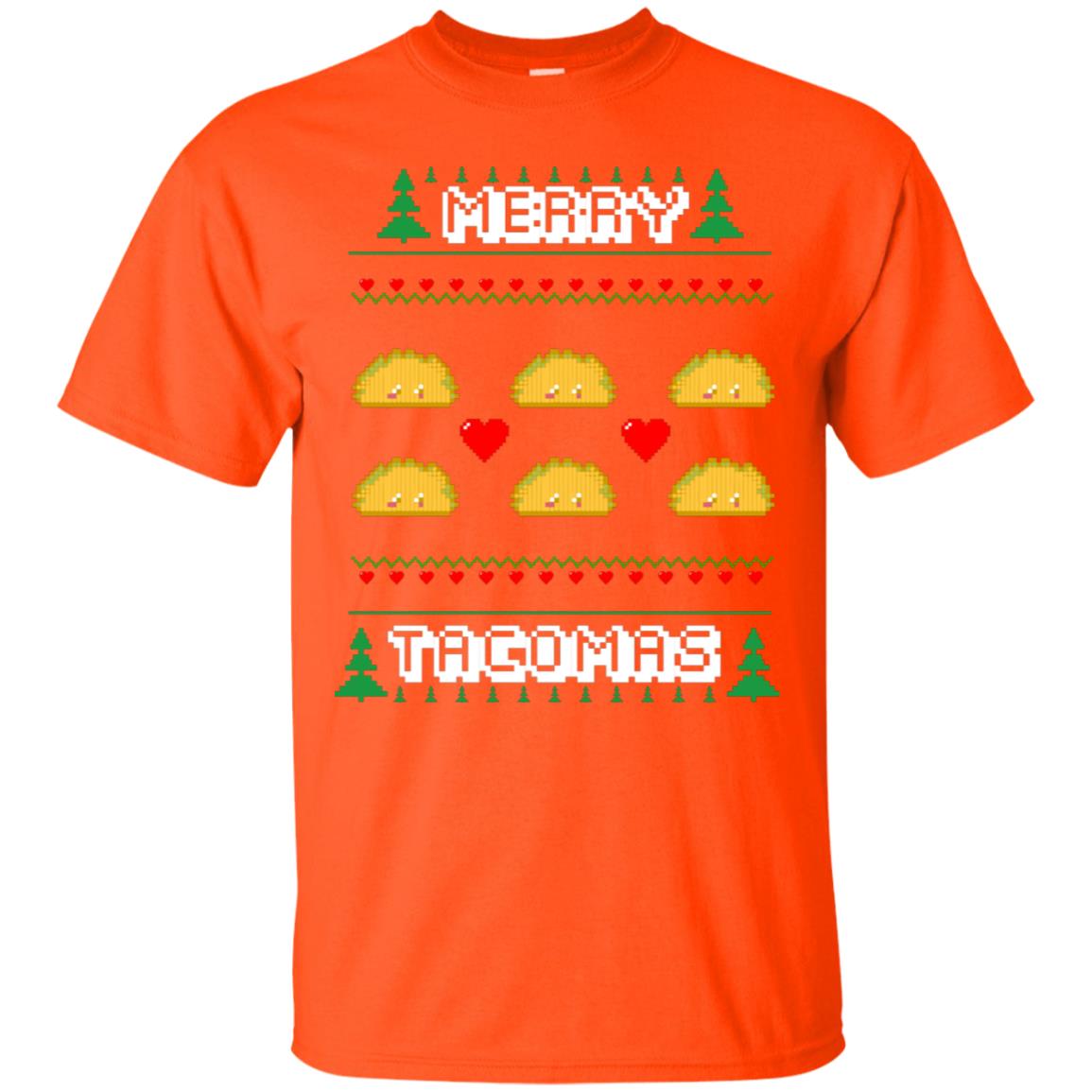 Merry Tacomas X-mas Gift Shirt For Taco Lovers Orange