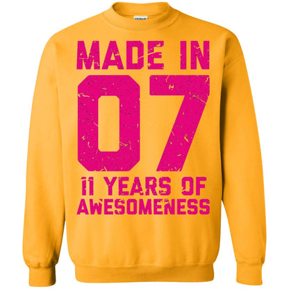 Made In 07 Age 11 Eleven Years Of Awesomeness T-shirt Gold