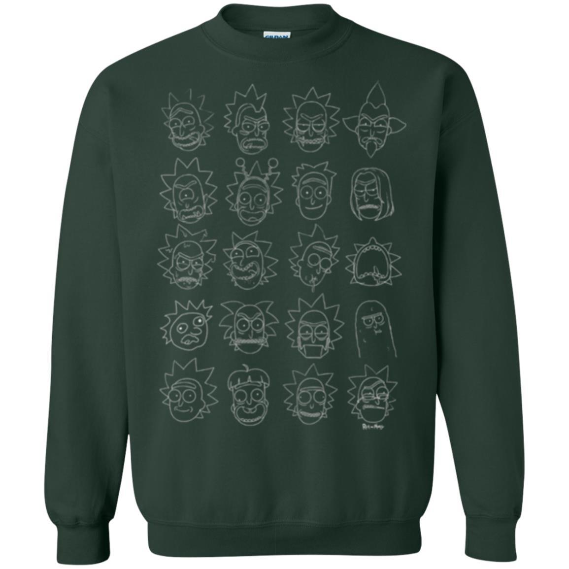 Movie T-Shirt The Many Faces Of Rick Forest Green
