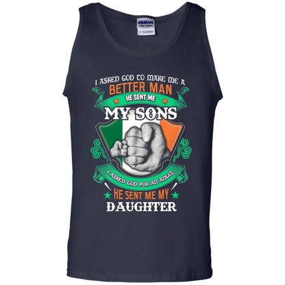 He Sent Me My Sons He Sent Me My Daughter Saint Patrick's Day Shirt For Dad Navy