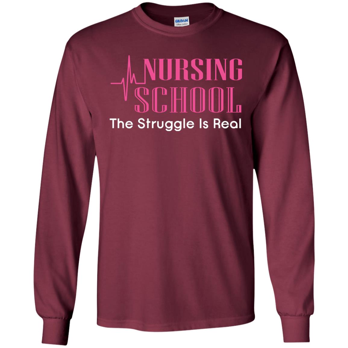 Nursing School The Struggle Is Real Nurse Gift Shirt For Student Maroon