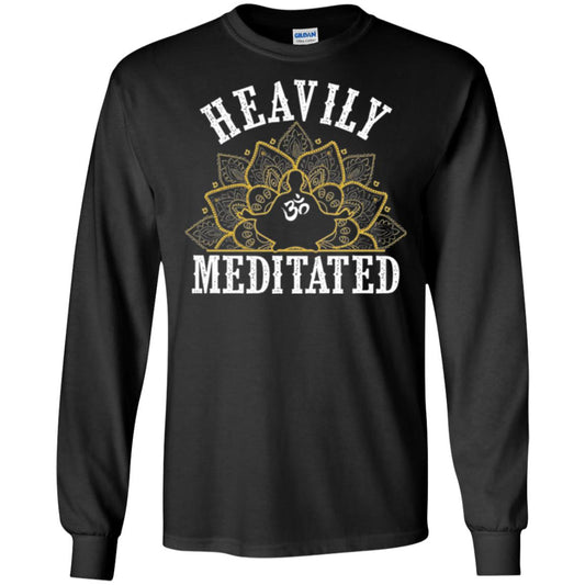Funny Heavily Meditated Yoga Meditation T-shirt Black